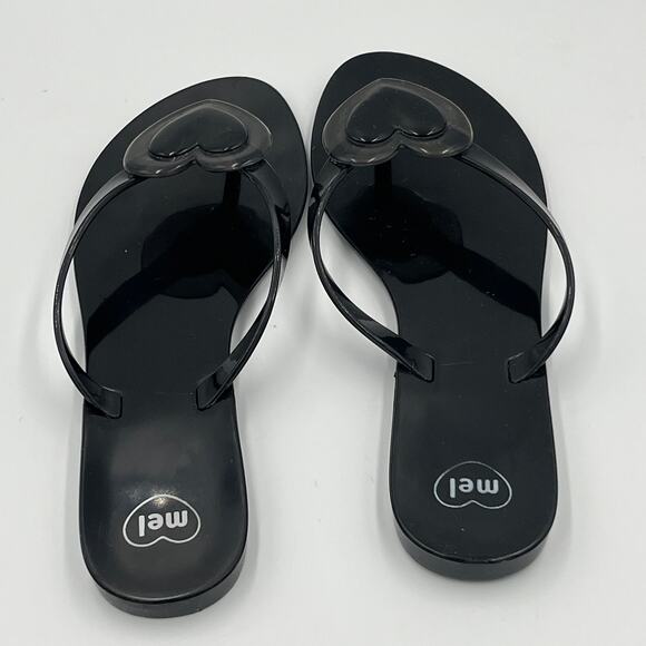 Melissa Mel Women's Black Heart Flip Flops Sandals sz 6 US 37 EUR - Picture 3 of 8